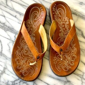 Olukai Paniolo Brown Leather Sandals